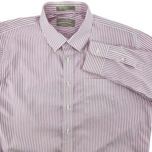 Nordstrom Traditional Fit Wrinkle Free Purple Stripe Dress Shirt 16.5 Easy Care